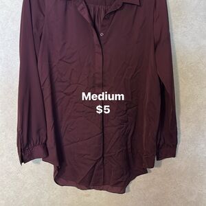 Women's Burgundy Button-Up Blouse